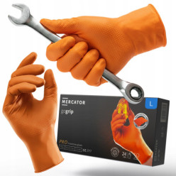 Rękawiczki nitrylowe warsztatowe mocne gogrip pomarańczowe 50 szt rozmiar L