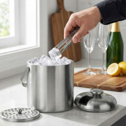 Wiaderko na lód termiczny pojemnik z pokrywką na kostki lódu 1,3l szczypce