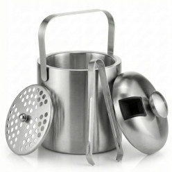 Wiaderko na lód termiczny pojemnik z pokrywką na kostki lódu 1,3l szczypce