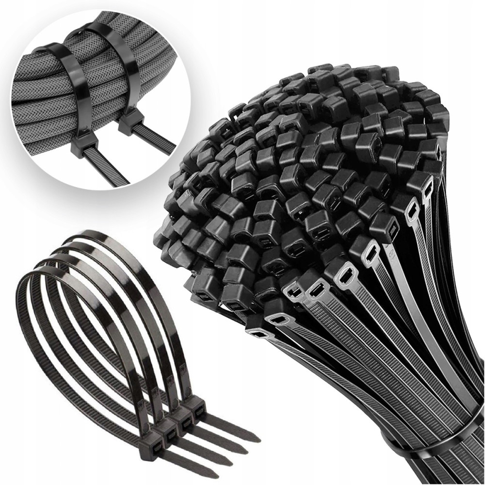 Opaski zaciskowe 3,6×100mm 100 szt kablowe czarne trytytki bardzo mocne