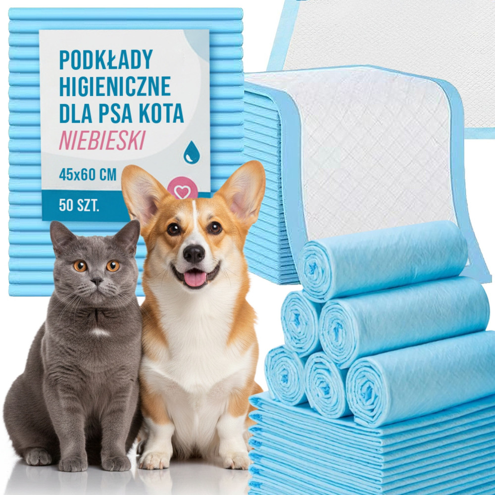 Podkłady higieniczne dla psa kota do nauki sikania 45x60cm grube 50 szt