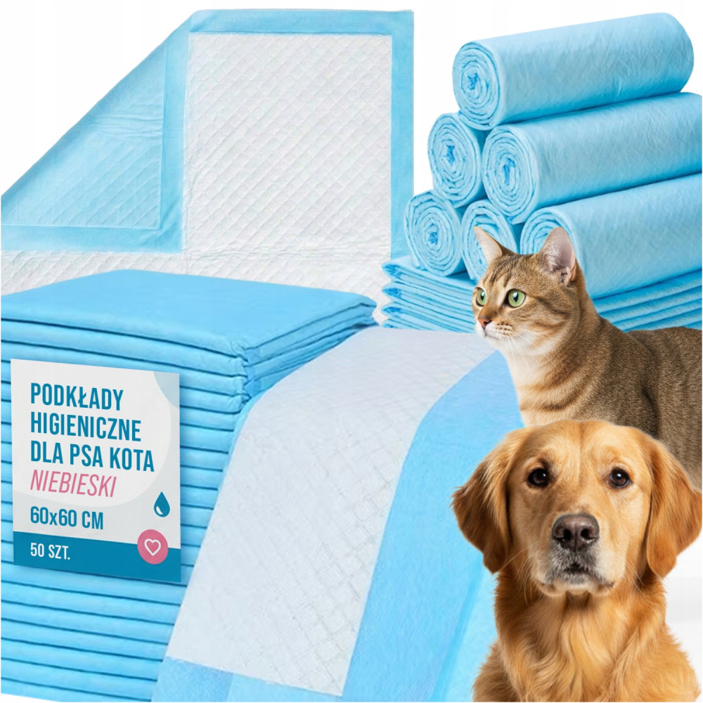 Podkłady higieniczne dla psa kota do nauki sikania 60x60cm grube 50 szt