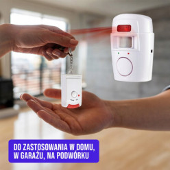 Alarm bezprzewodowy czujnik ruchu + 2 piloty 105db