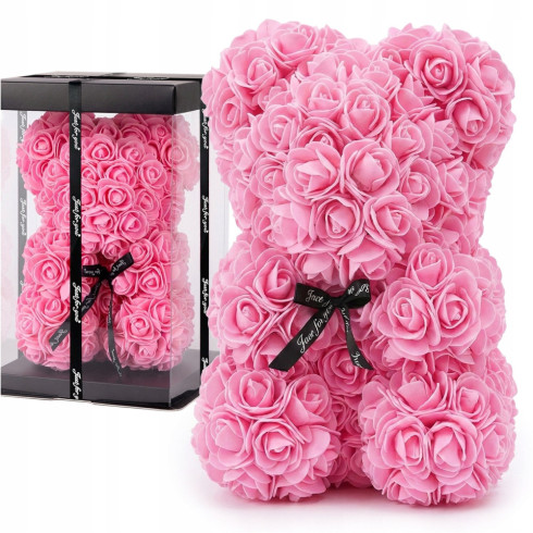 Miś z róż 25cm 600 różowych róż prezent uniwersalny dla kobiet walentynki