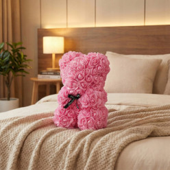 Rosenbär 25cm 600 rosa Rosen Geschenk universell für Frauen Valentinstag