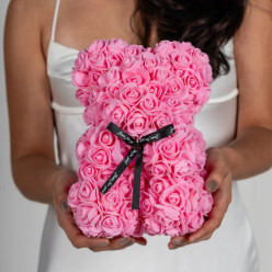 Miś z róż 25cm 600 różowych róż prezent uniwersalny dla kobiet walentynki