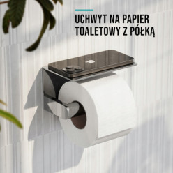 Uchwyt na papier toaletowy z półką na akcesoria chromowany