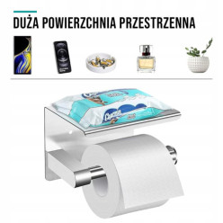 Porte-rouleau de toilette Chrome avec étagère accessoire