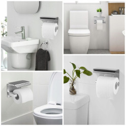 Toilettenpapierhalter mit Ablage für Accessoires verchromt