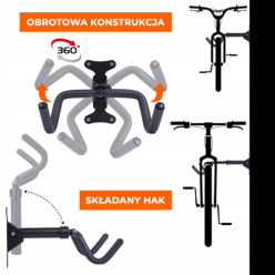 Uchwyt ścienny na rower składany do 30kg obrotowy