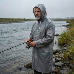 Płaszcz przeciwdeszczowy uniwersalny peleryna kurtka z kapturem szary