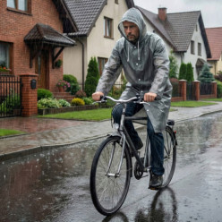 Płaszcz przeciwdeszczowy uniwersalny peleryna kurtka z kapturem szary