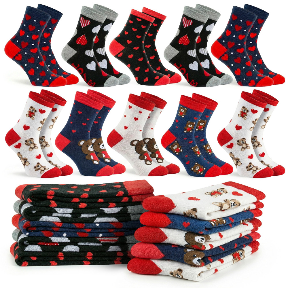 10 par skarpety damskie z sercami skarpetki kolorowe długie bawełna 38-42