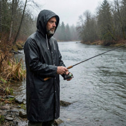 Płaszcz przeciwdeszczowy uniwersalny peleryna kurtka z kapturem czarny