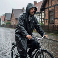 Płaszcz przeciwdeszczowy uniwersalny peleryna kurtka z kapturem czarny