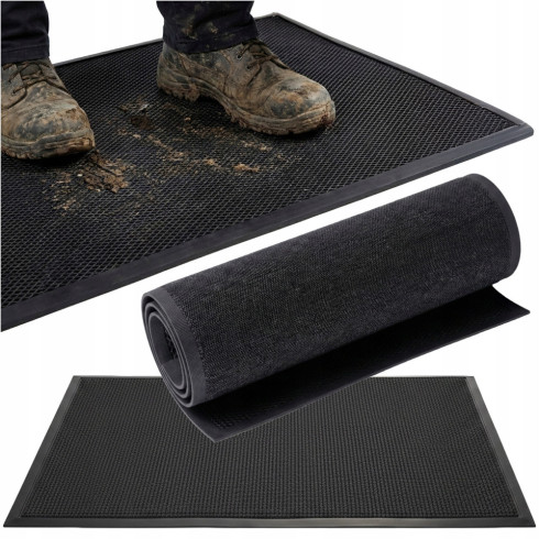 Wycieraczka pod drzwi zewnętrzna gumowa mata wejściowa z siatką 60x90 cm