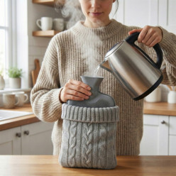 Termofor duży 2l w pokrowcu sweter gumowy ogrzewacz do rąk na wodę szary