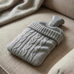 Termofor duży 2l w pokrowcu sweter gumowy ogrzewacz do rąk na wodę szary