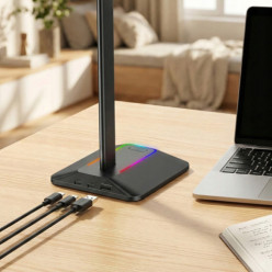 Stojak na słuchawki statyw gamingowy wieszak podświetlenie rgb led hub usb