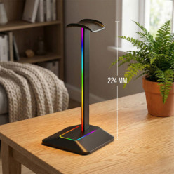 Fejhallgató állvány játékhangár RGB LED háttérvilágítás USB hub