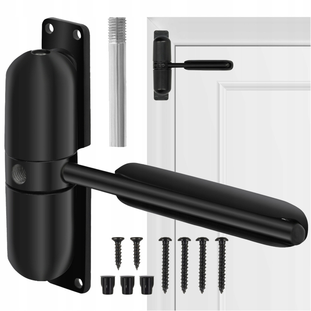 Samozamykacz do drzwi z ramieniem zamykacz drzwiowy domykacz czarny do 60kg