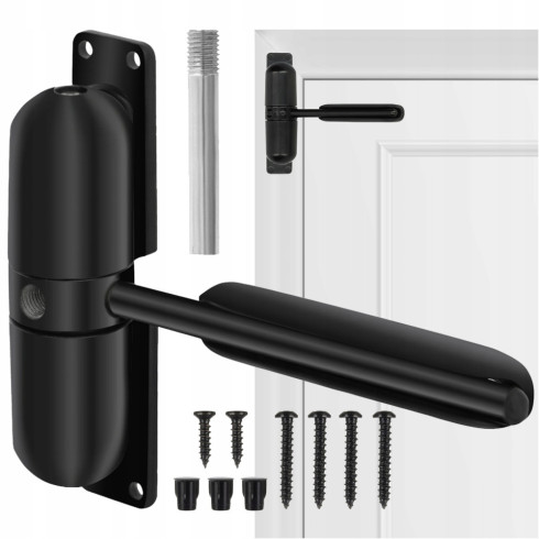 Samozamykacz do drzwi z ramieniem zamykacz drzwiowy domykacz czarny do 60kg