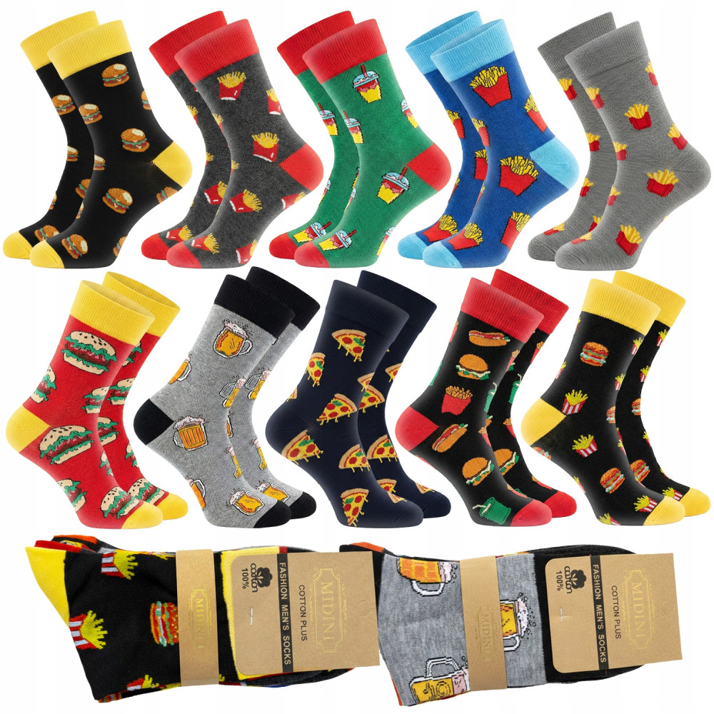 10 par skarpety męskie skarpetki kolorowe śmieszne bawełniane długie 40-43