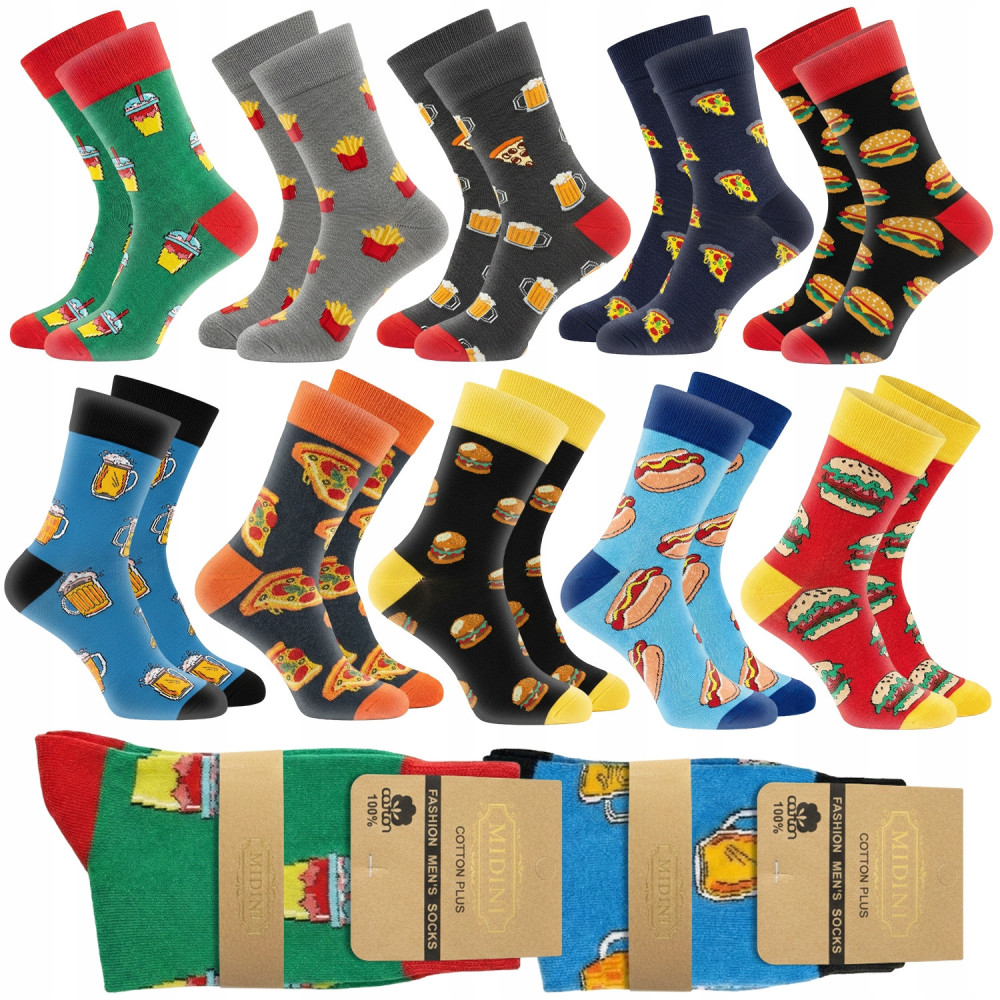 10 par skarpety męskie kolorowe skarpetki bawełniane długie śmieszne 44-46