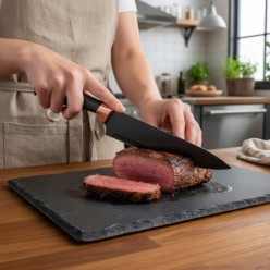 Zestaw noży kuchennych 5szt w bloku komplet noży ostre czarne