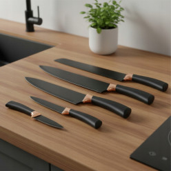 Zestaw noży kuchennych 5szt w bloku komplet noży ostre czarne