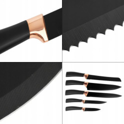 Zestaw noży kuchennych 5szt w bloku komplet noży ostre czarne