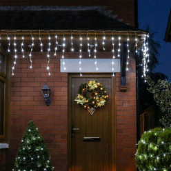 Girlanda świetlna 300 LED sople wewnętrzne zewnętrzne 14,5m zimny biały