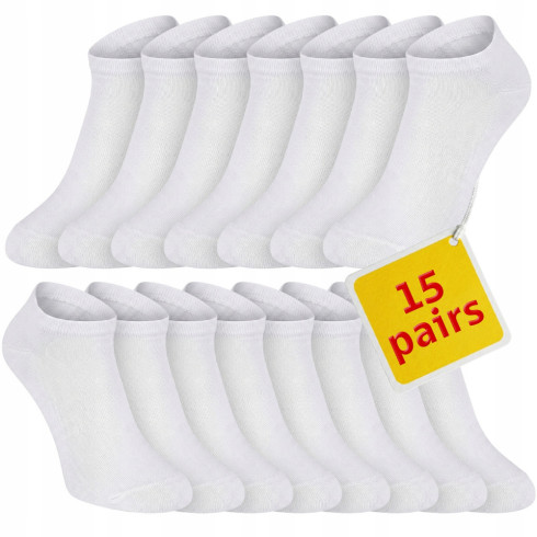 15 par skarpetki stopki męskie białe krótkie bambusowe rozmiar 40-43