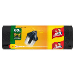 Worki na śmieci uniwersalne 60l jan niezbędny classic z taśmą mocne 12szt