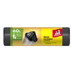 Worki na śmieci uniwersalne 60l jan niezbędny classic z taśmą mocne 12szt