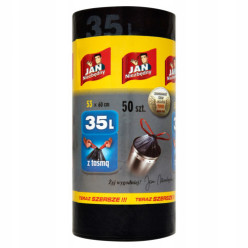 Worki na śmieci uniwersalne z taśmą 35l jan niezbędny classic mocne 50szt