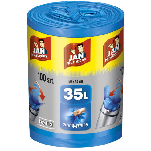 Worki na śmieci easy pack 35l z falą jan niezbędny niebieskie 100szt