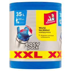 Worki na śmieci easy pack 35l z falą jan niezbędny niebieskie 100szt