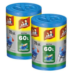 Worki na śmieci easy pack 60l zawiązywane jan niezbędny niebieskie 70szt