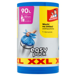 Worki na śmieci easy pack 90l zawiązywane Jan niezbędny niebieskie 50szt