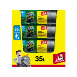 Worki na śmieci 35l z taśmą Mangum flex & strong Jan niezbędny szare 15szt