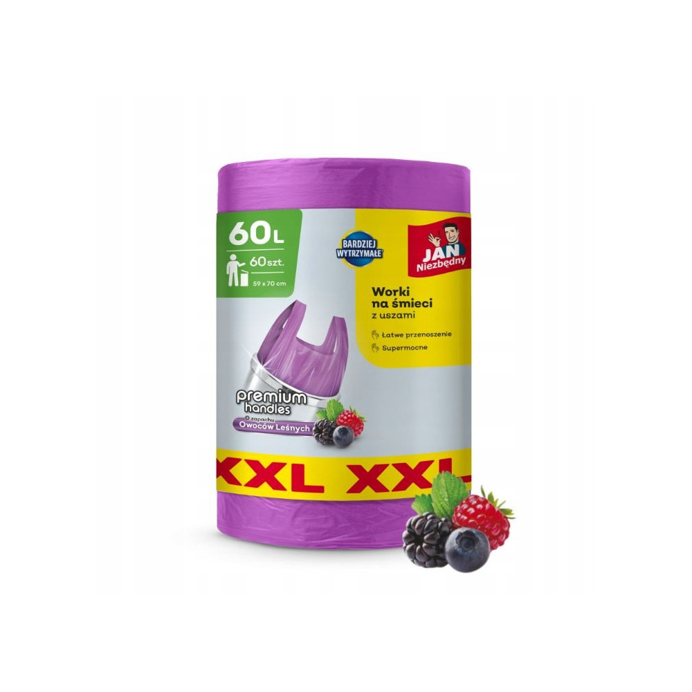 Worki na śmieci 60l zapach owoców leśnych Jan niezbędny z uszami 60szt