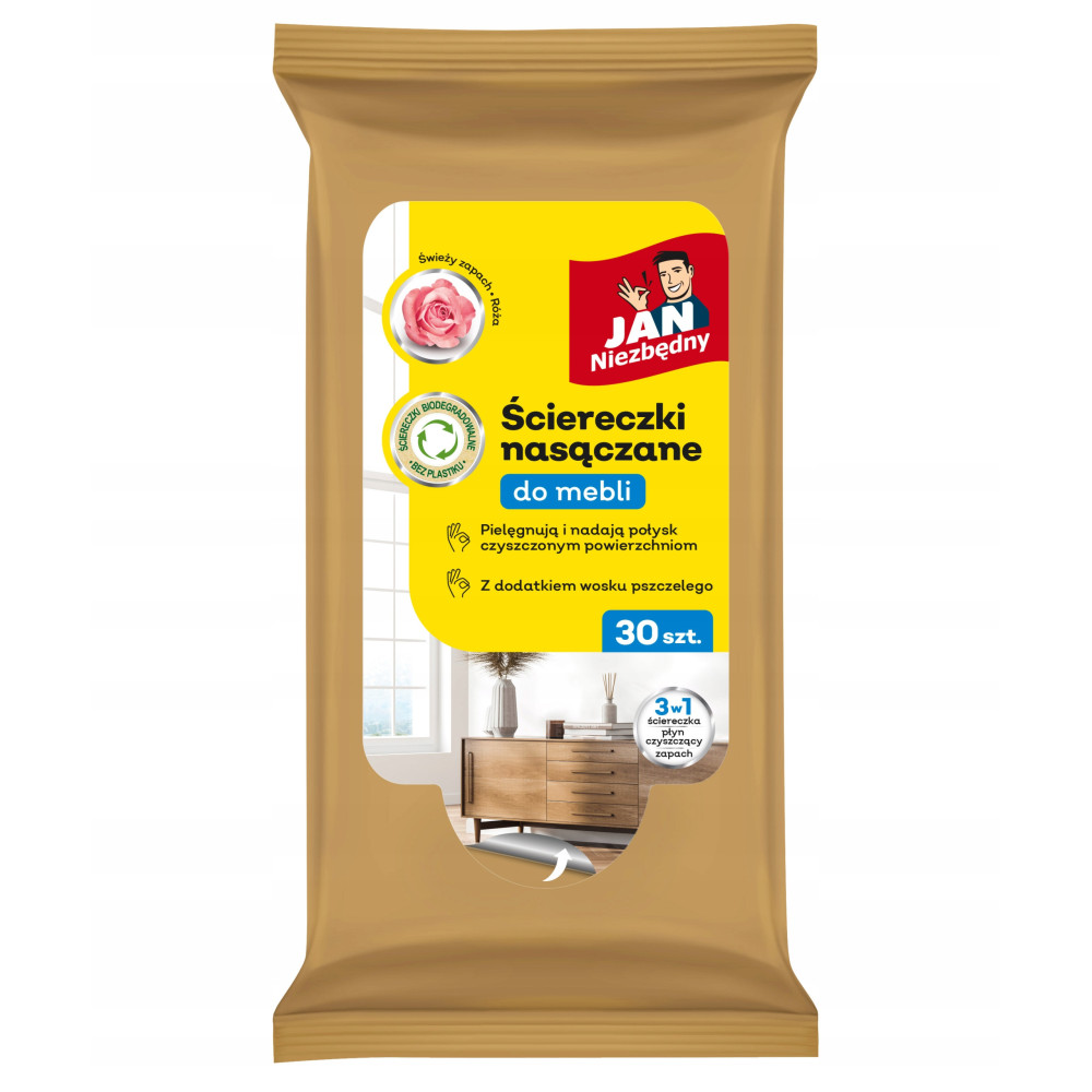 Ściereczki nasączane do mebli Jan niezbędny zapach róży czyszczące 30 szt
