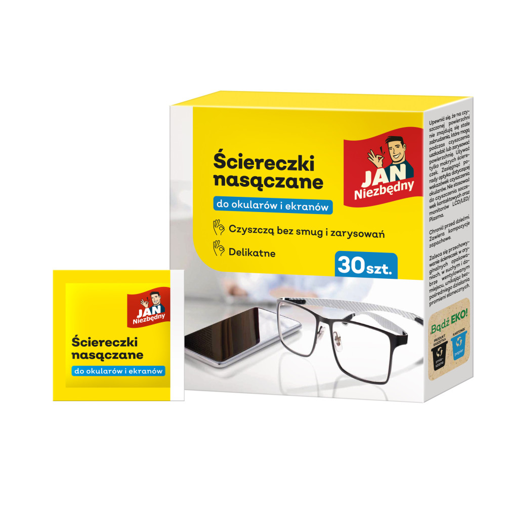 Ściereczki nasączane do okularów i ekranów Jan niezbędny 30 sztuk