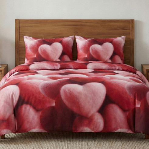 Komplet pościeli 4-częściowy 3d bawełna satynowa 100% 160x200 cm serduszka