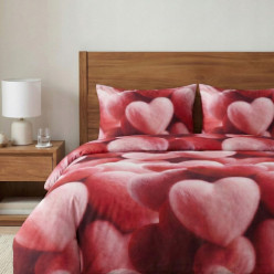 Bettwäsche-Set 4-teilig 3D Satin-Baumwolle 100% 160x200 cm Herzchen
