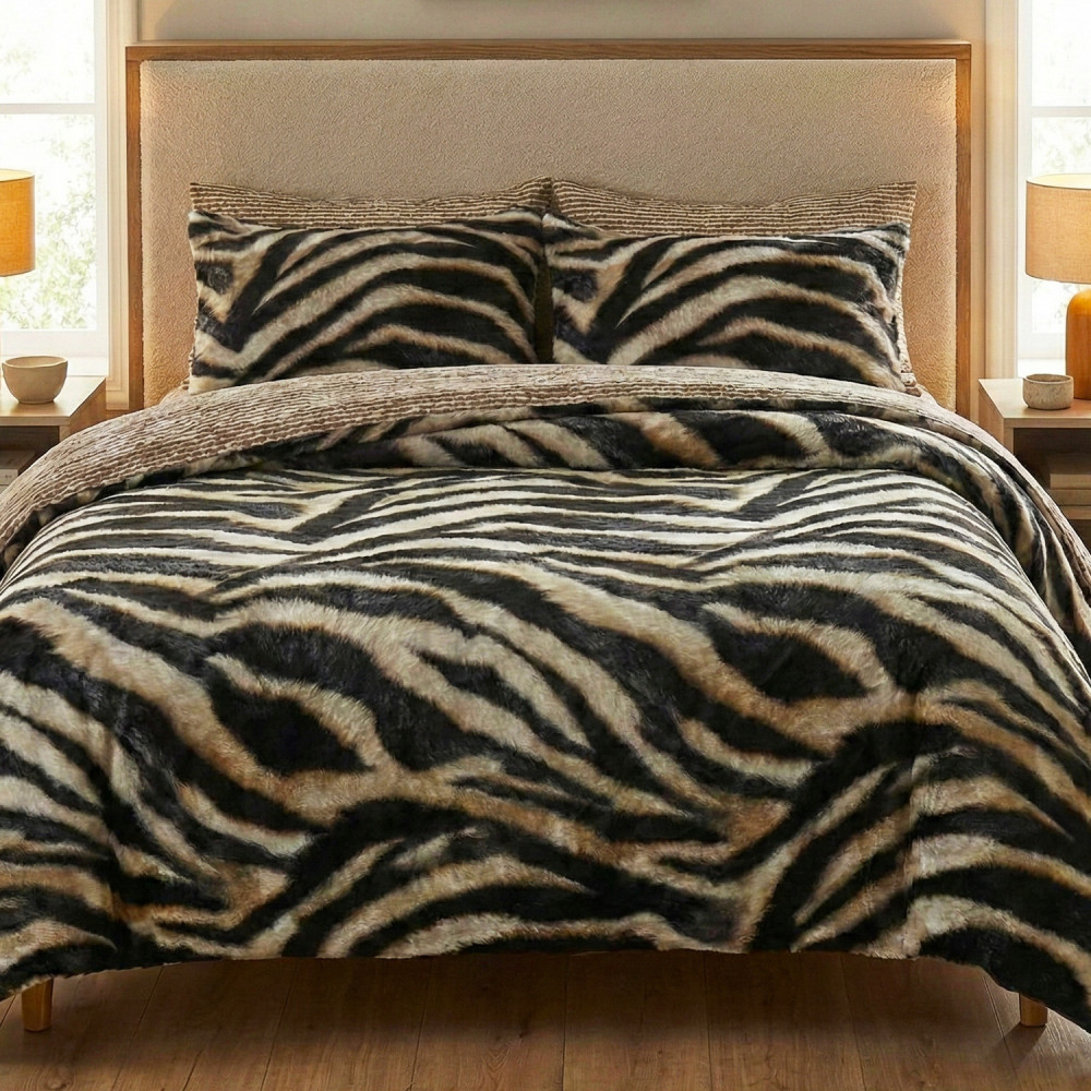 3dílná povlečení 3D saténová bavlna 100% 160x200 cm zebra