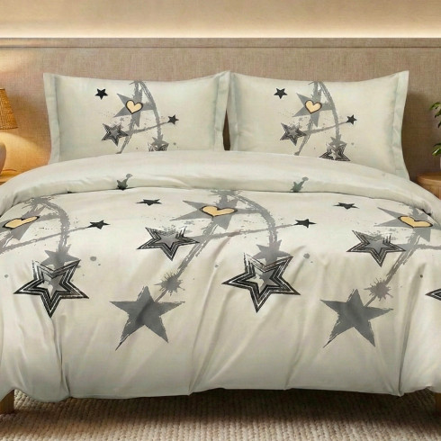 Komplet pościeli 3-częściowy 5d bawełna satynowa 100% 160x200 cm gwiazdki