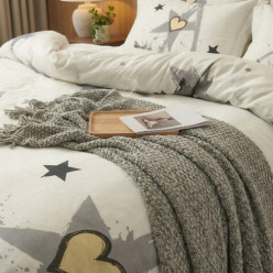 Ensemble de literie 3 pièces en coton satin 5D 100% 160x200 cm étoiles