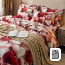 4-piece bedding set 3D satin cotton 100% 200x220 cm hearts